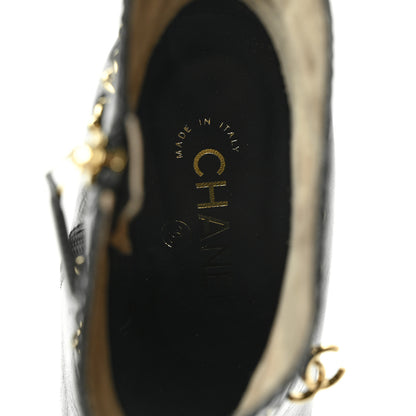 Chanel Crumpled Calfskin Cap Toe Chain Short Boots 40 Black 7 of 7