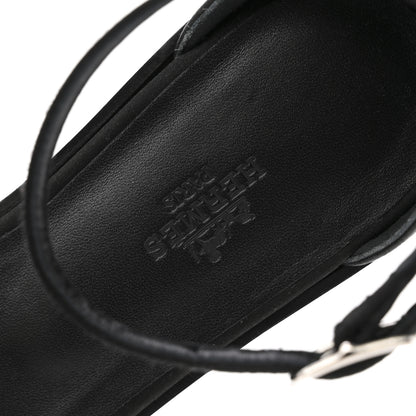 Hermes Satin Crystal Santorini Sandals 37.5 Black 8 of 11