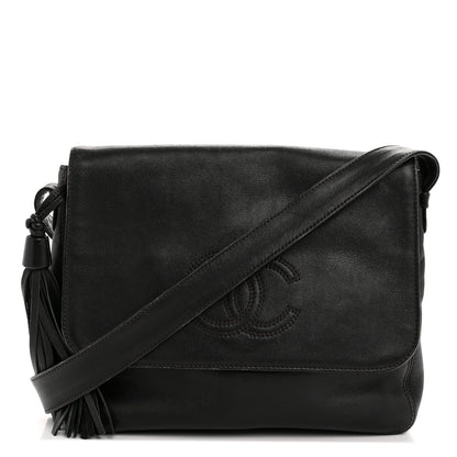 Chanel Lambskin CC Tassel Shoulder Flap Bag Black 1 of 14