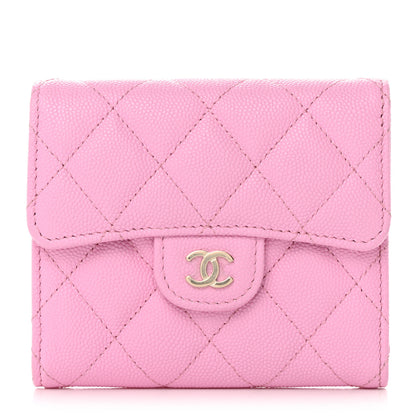 Chanel Caviar Quilted Compact Flap Wallet Pink 1 of 9