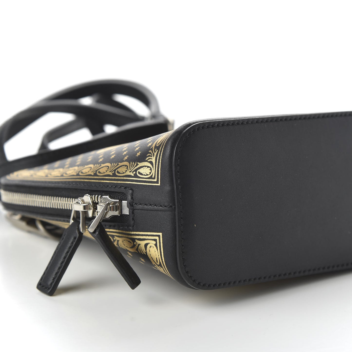 X SEGA Calfskin GUCCY Stars Mini Dome Shoulder Bag Black Gold