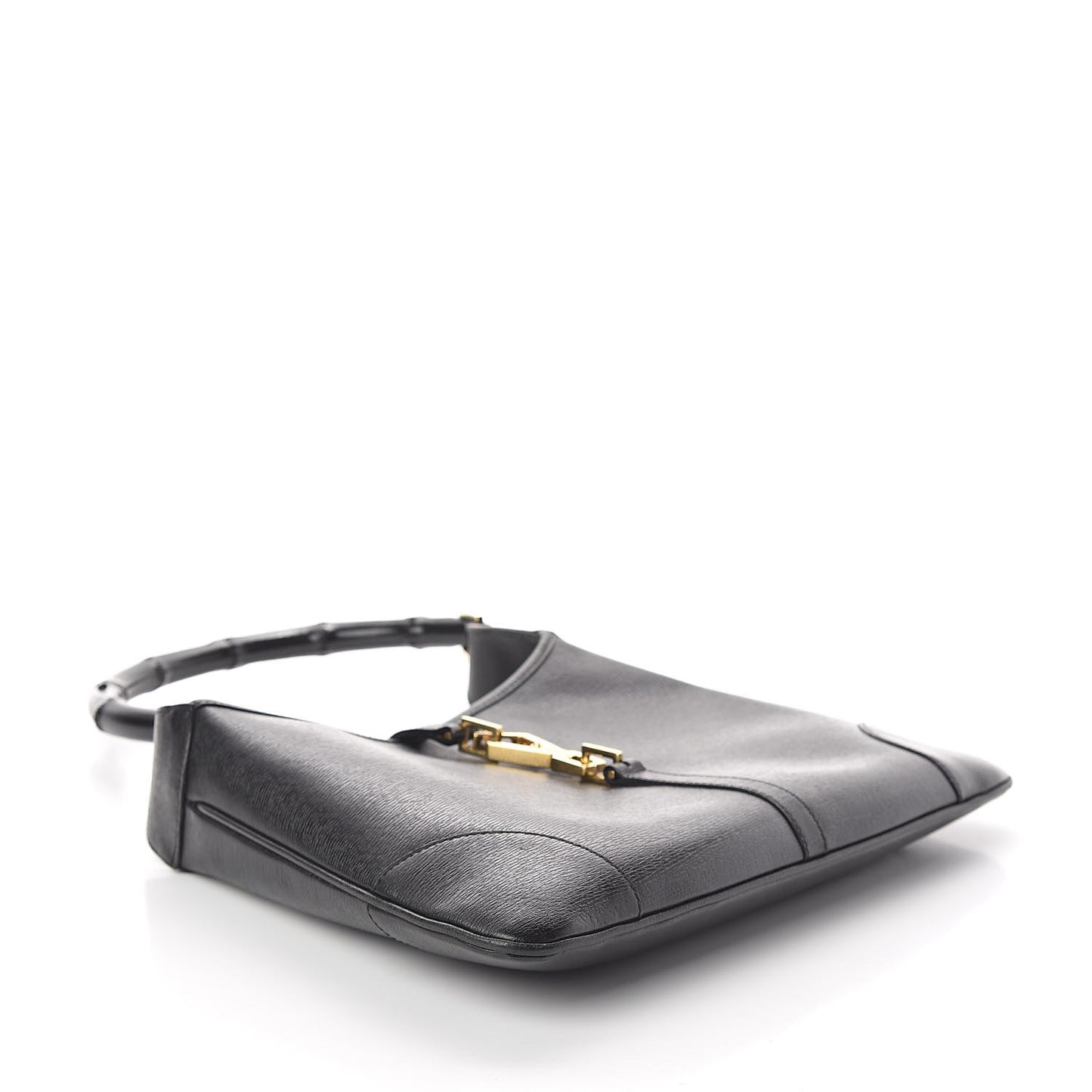 Calfskin Bamboo Handle Shoulder Bag Black