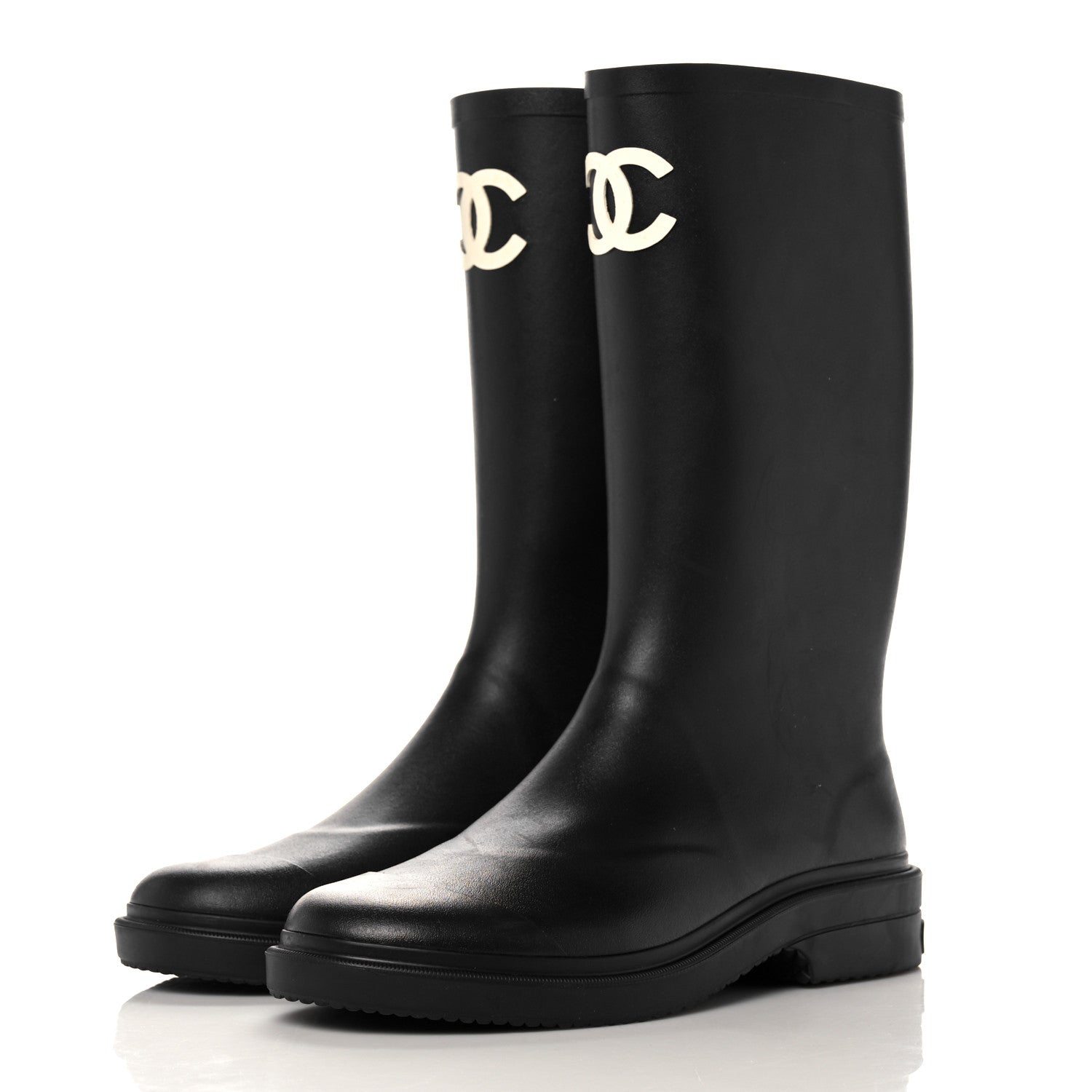 Chanel Caoutchouk CC High Boots 41 Black 3 of 12