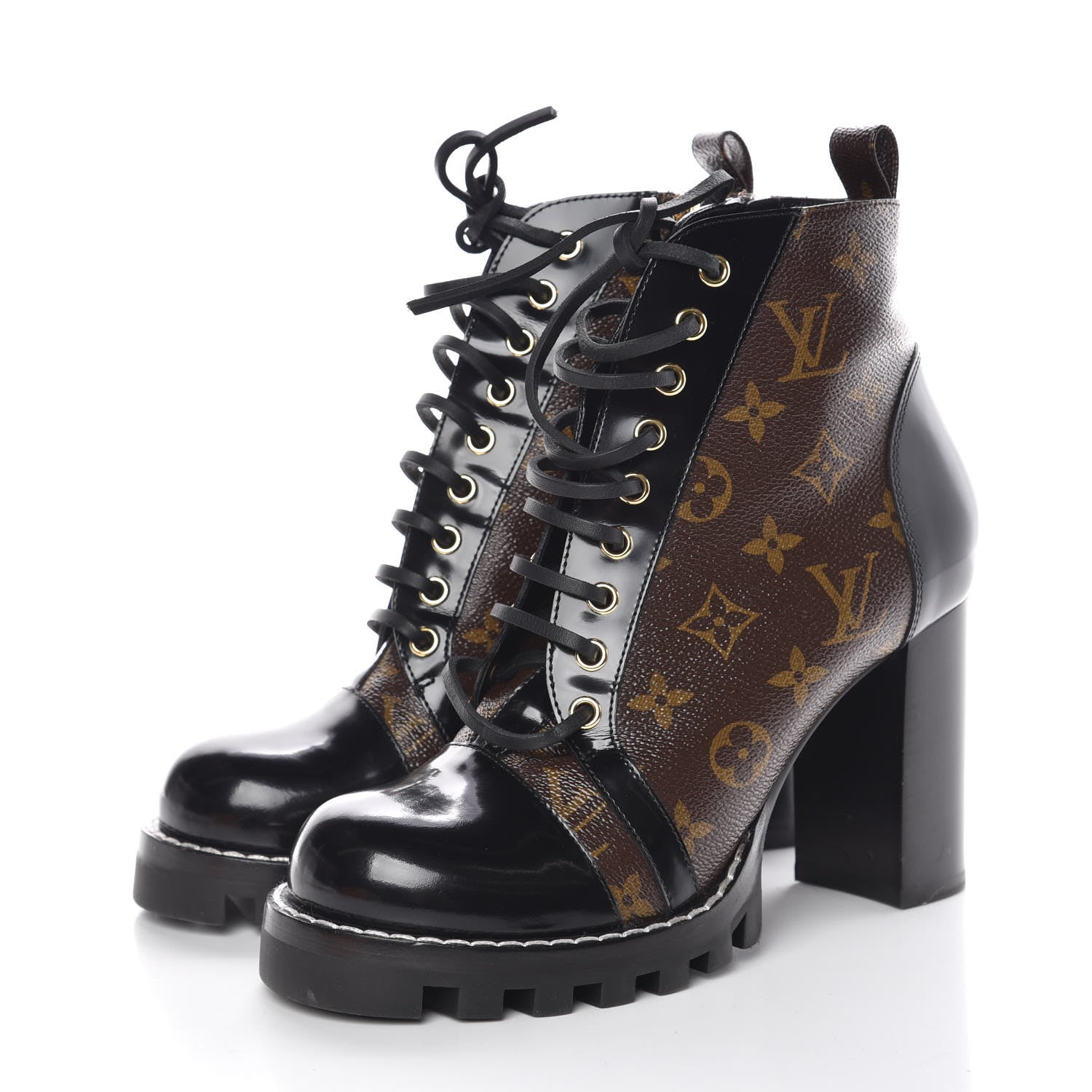 Louis Vuitton Patent Calfskin Monogram Star Trail Ankle Boots 40 Black 3 of 8