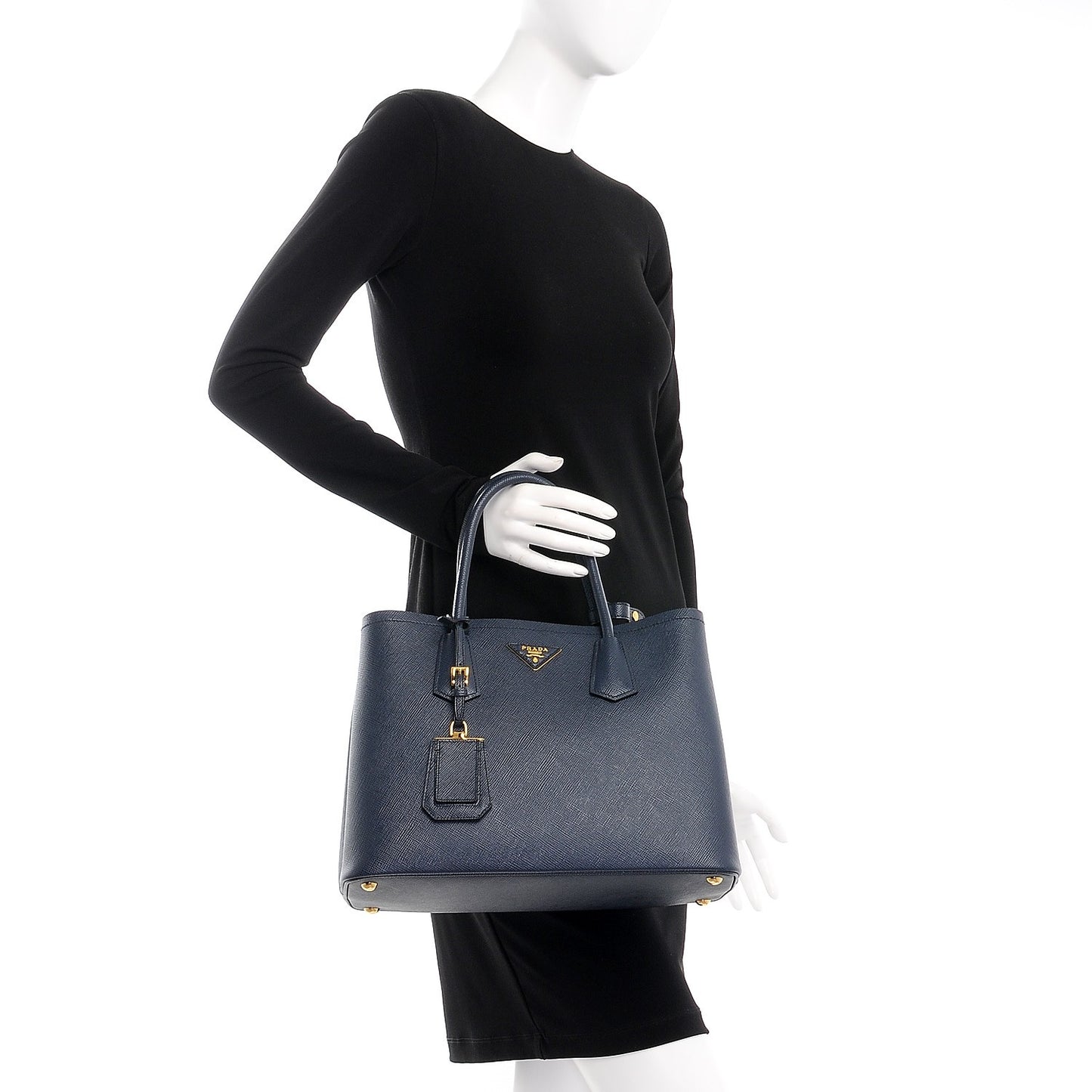 Saffiano Cuir Small Double Bag Baltico Fuoco