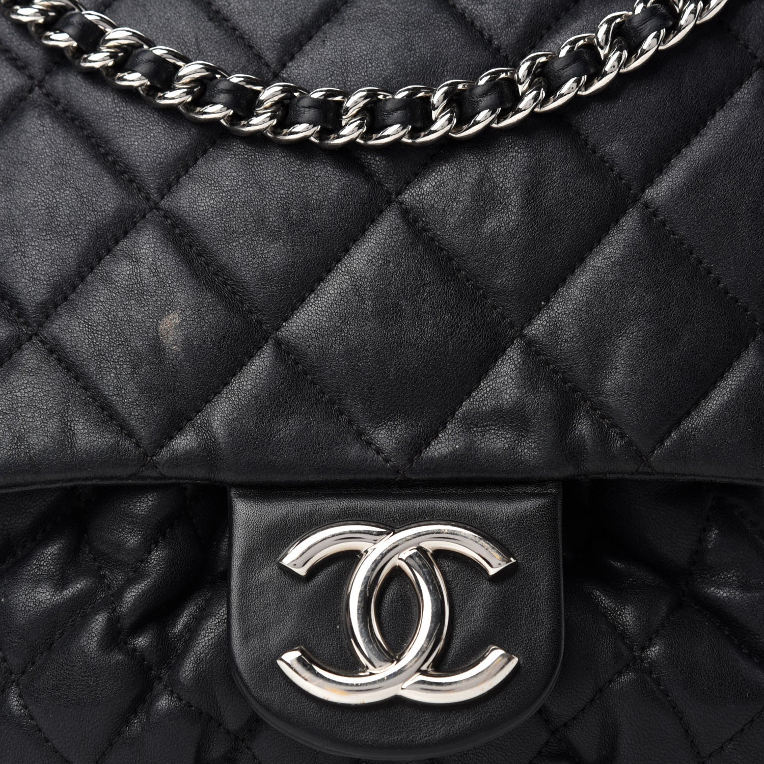 Chanel Washed Lambskin Quilted Large Chain Around Messenger Black 13 of 13