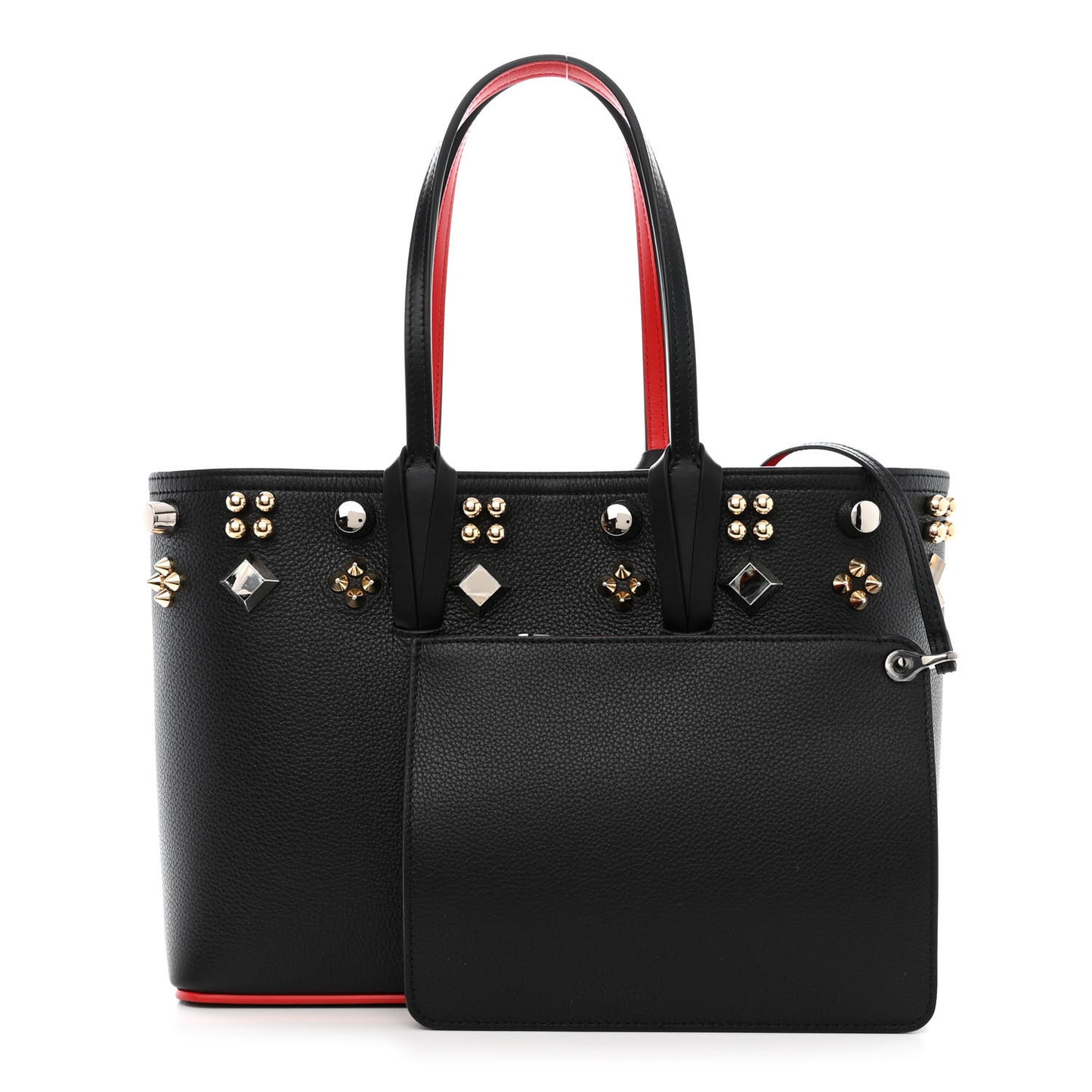 Calfskin Spikes Small East West Cabata Tote Black