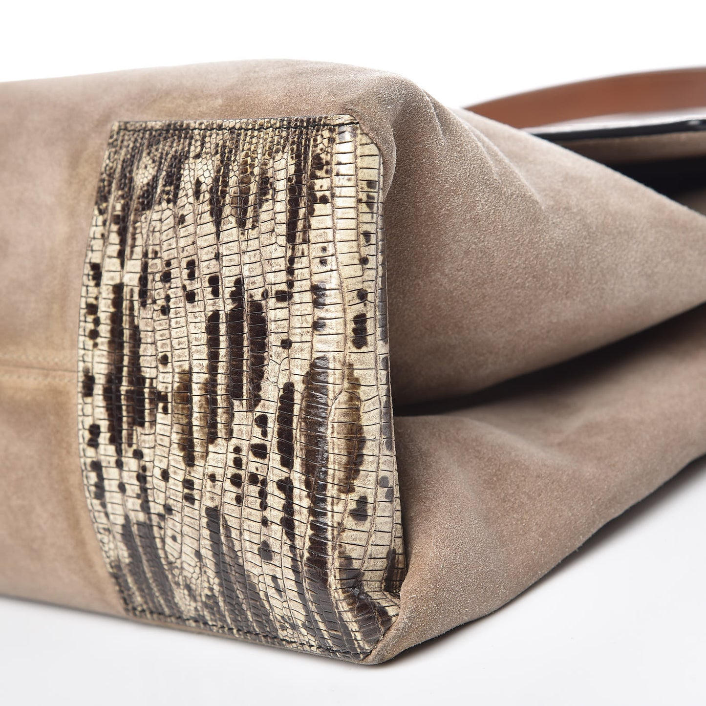 Lizard Effect Suede Miss Sartorial Shoulder Bag Black White