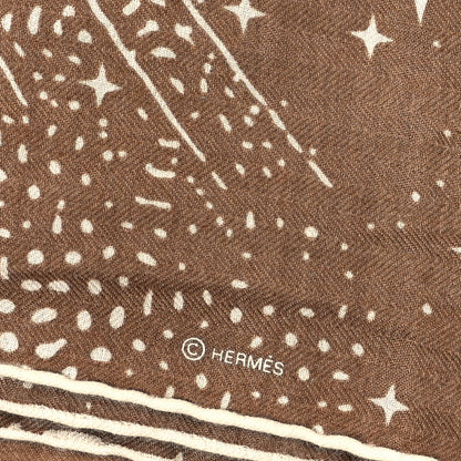 Hermes Silk Cashmere Clair De Lune Shawl 140 Camel White 3 of 3