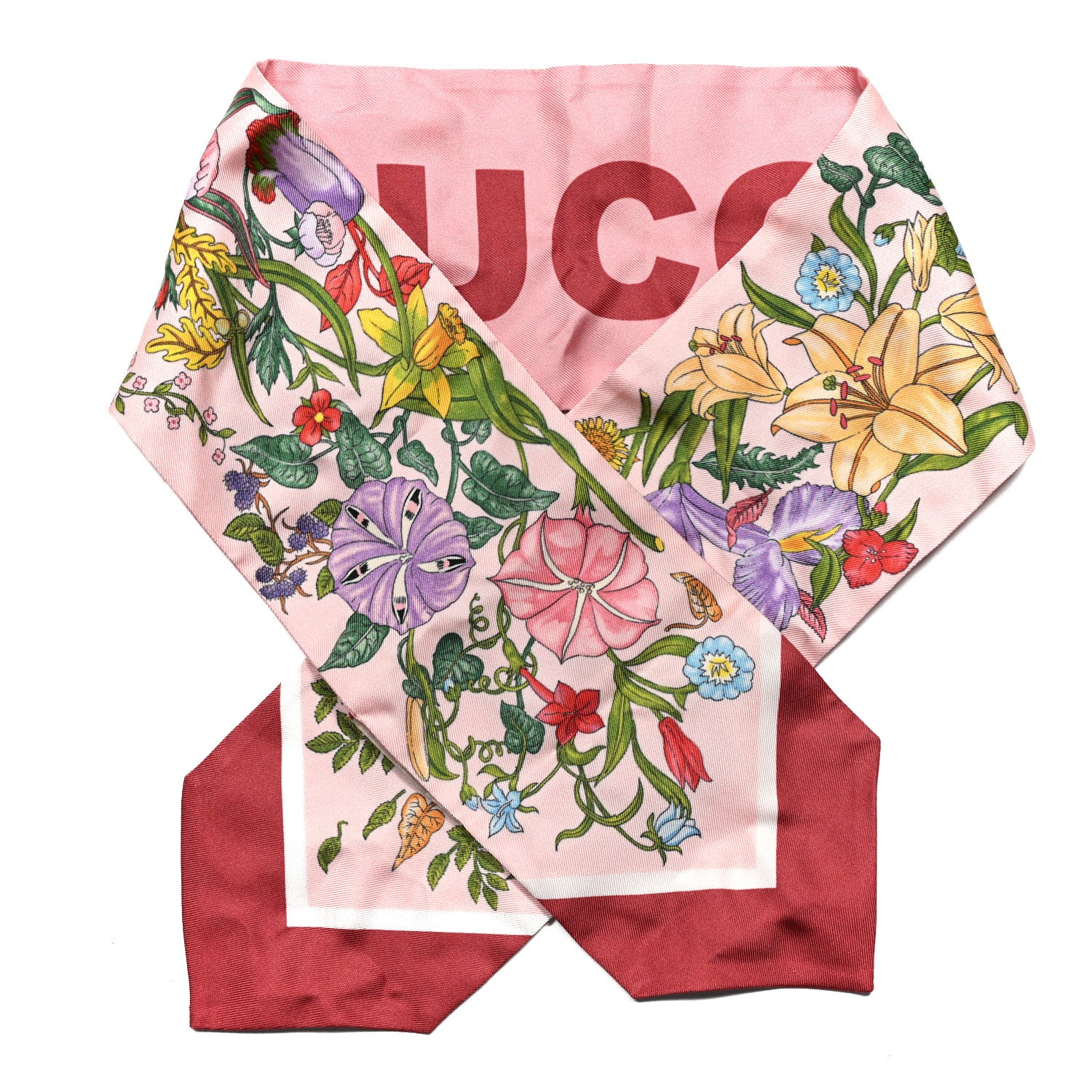 Gucci Silk Twill Spely Neck Bow Scarf Roseate 1 of 3