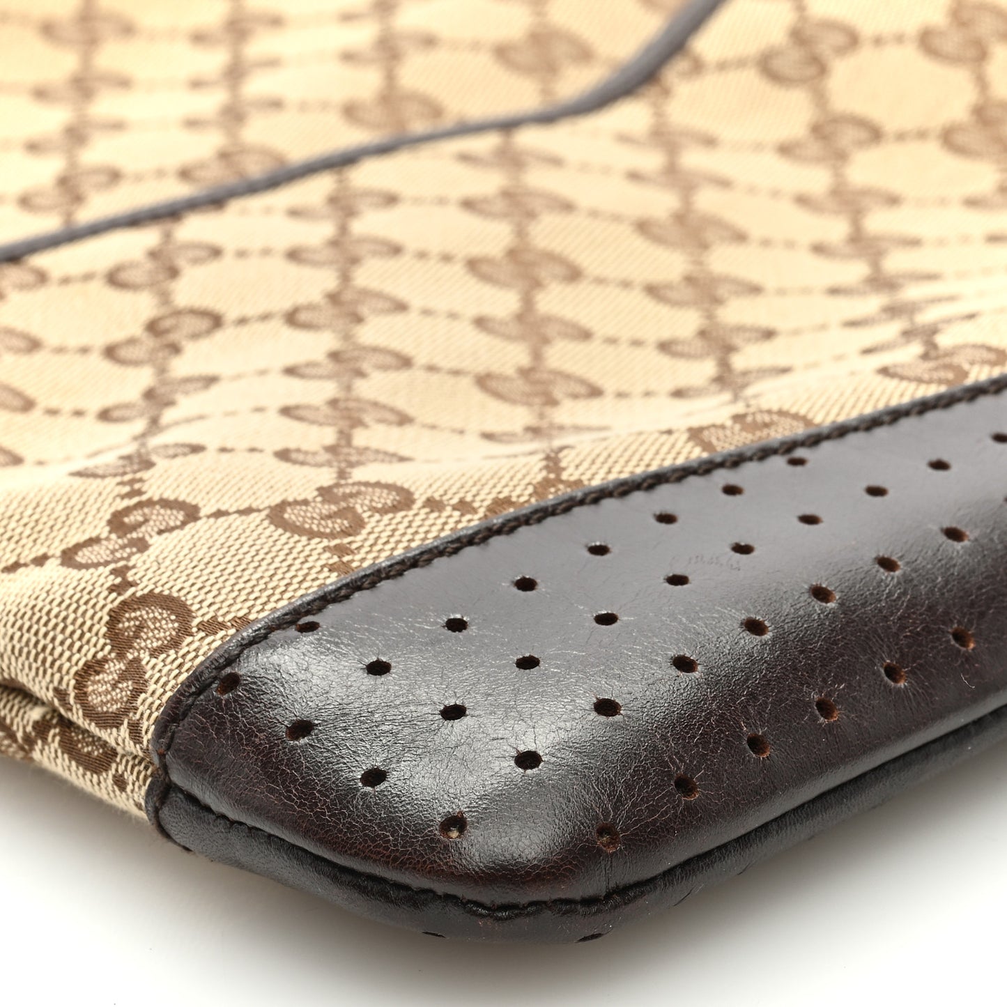 Monogram Calfskin Perforated Medium Flat Messenger Bag Dark Brown