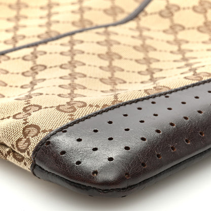 Gucci Monogram Calfskin Perforated Medium Flat Messenger Bag Dark Brown 7 of 8
