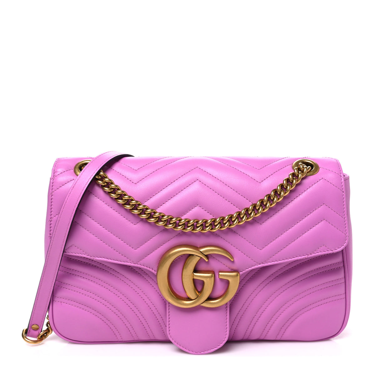 Calfskin Matelasse Medium GG Marmont Shoulder Bag Candy Mousse