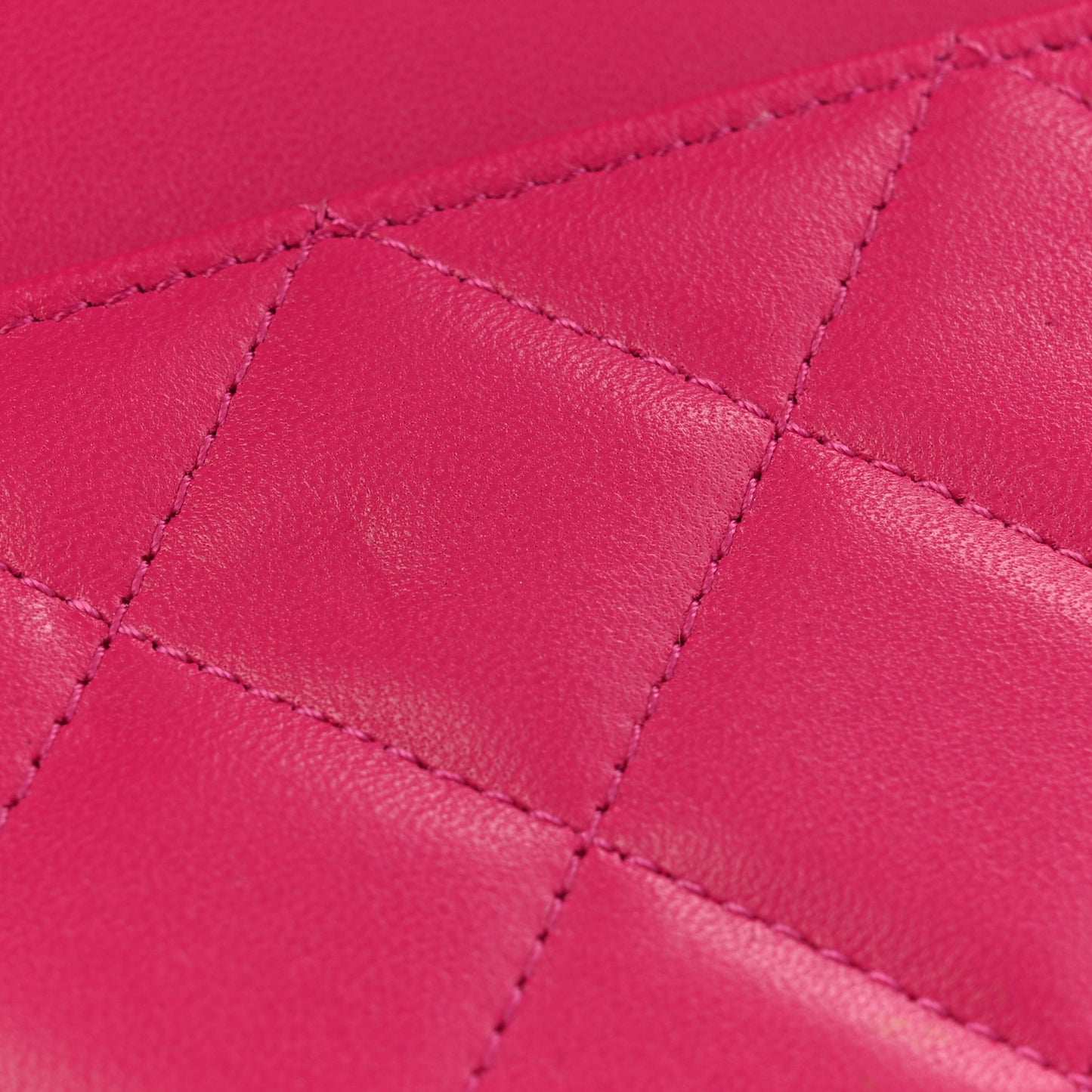 Lambskin Quilted Studded CC Wallet On Chain WOC Dark Pink