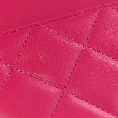 Chanel Lambskin Quilted Studded CC Wallet On Chain WOC Dark Pink 14 of 15