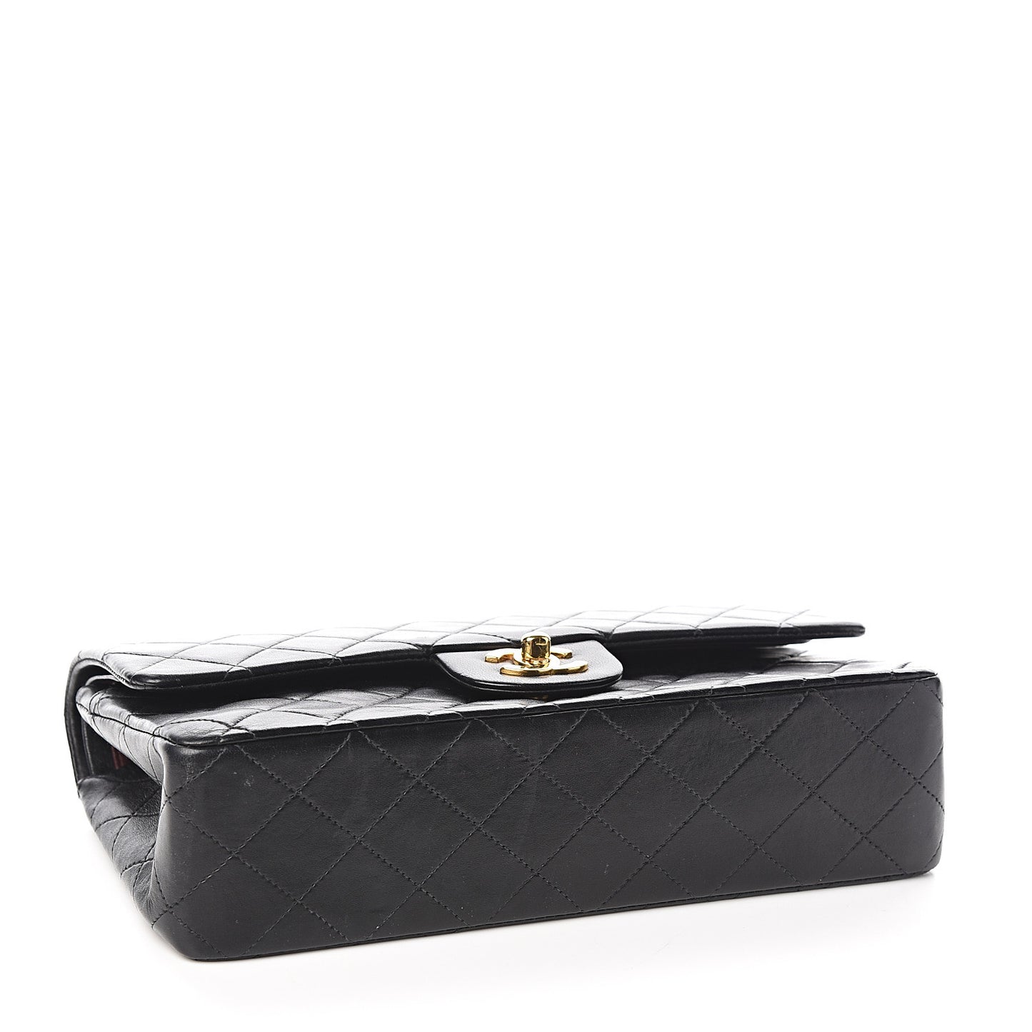 Lambskin Quilted Medium Double Flap Black