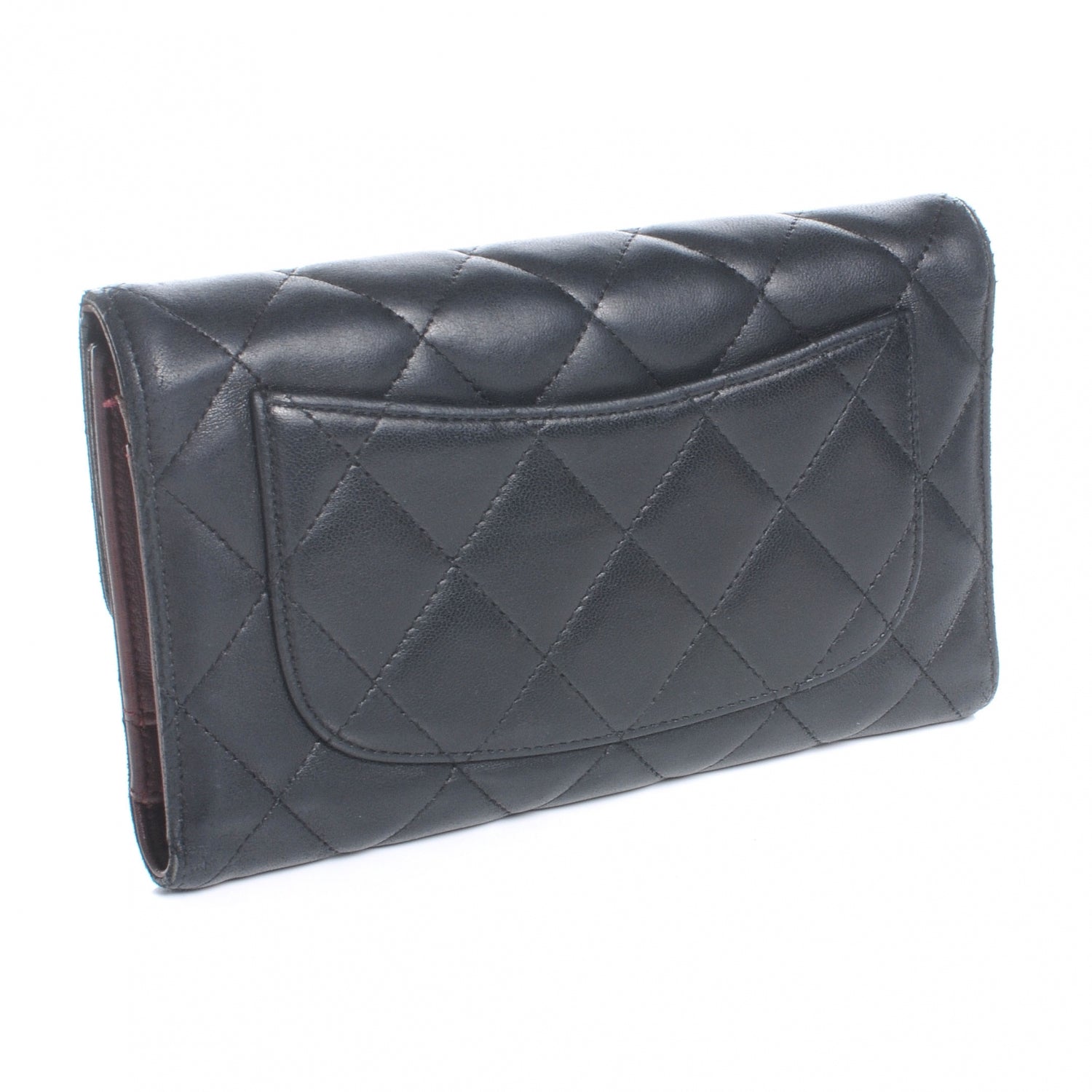Chanel Lambskin Quilted Large Flap Wallet Black 3 of 9
