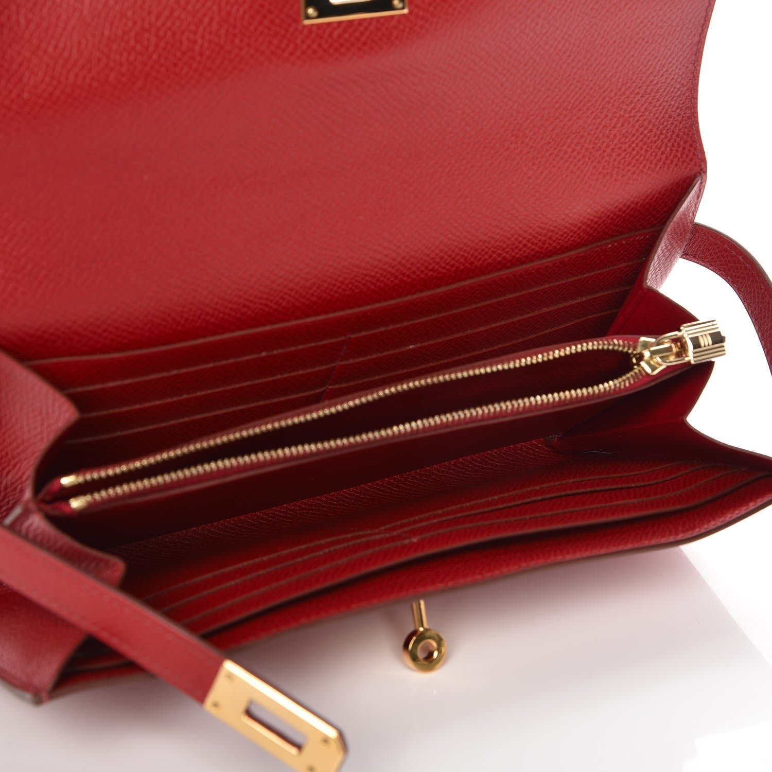 Hermes Epsom Kelly Longue Wallet Rouge Casaque 5 of 7