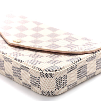 Louis Vuitton Damier Azur Pochette Felicie Chain Wallet Rose Ballerine 14 of 14