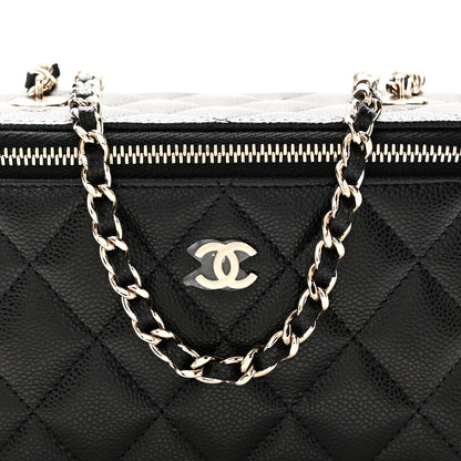 Chanel Caviar Quilted Small Vanity Case With Chain Black Black 9 of 12
