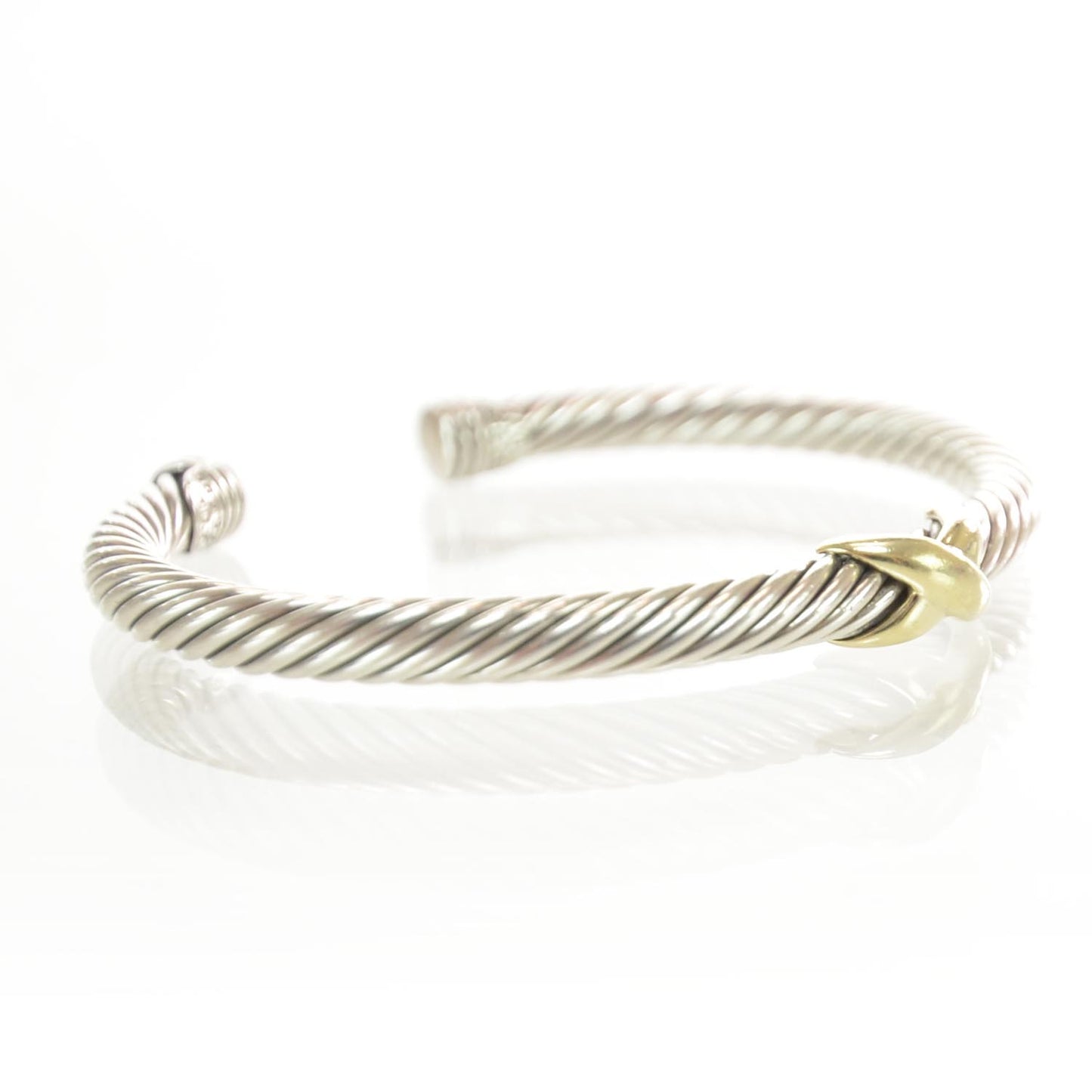 Sterling Silver 14K Yellow Gold 5mm X Station Cable Bracelet