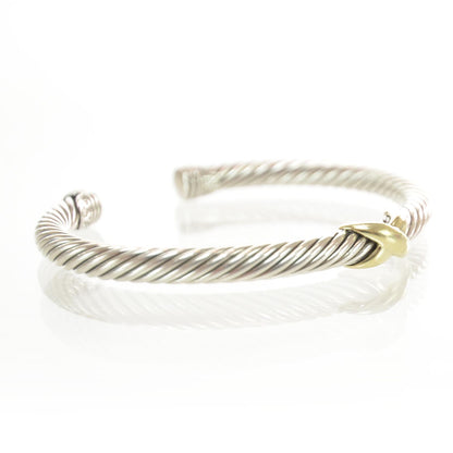 David Yurman Sterling Silver 14K Yellow Gold 5mm X Station Cable Bracelet 3 of 6