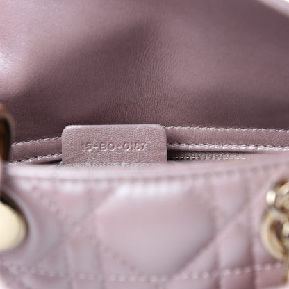 Christian Dior Metallic Lambskin Cannage Mini Lady Dior Lotus 9 of 10