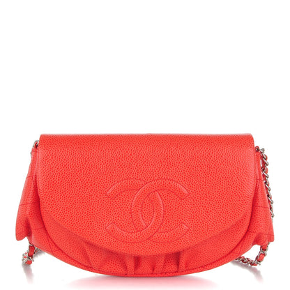Chanel Caviar Half Moon Wallet On Chain WOC Red 1 of 9