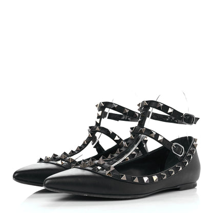 Valentino Garavani Nappa Rockstud Cage Ballerina Flats 38.5 Black 3 of 9