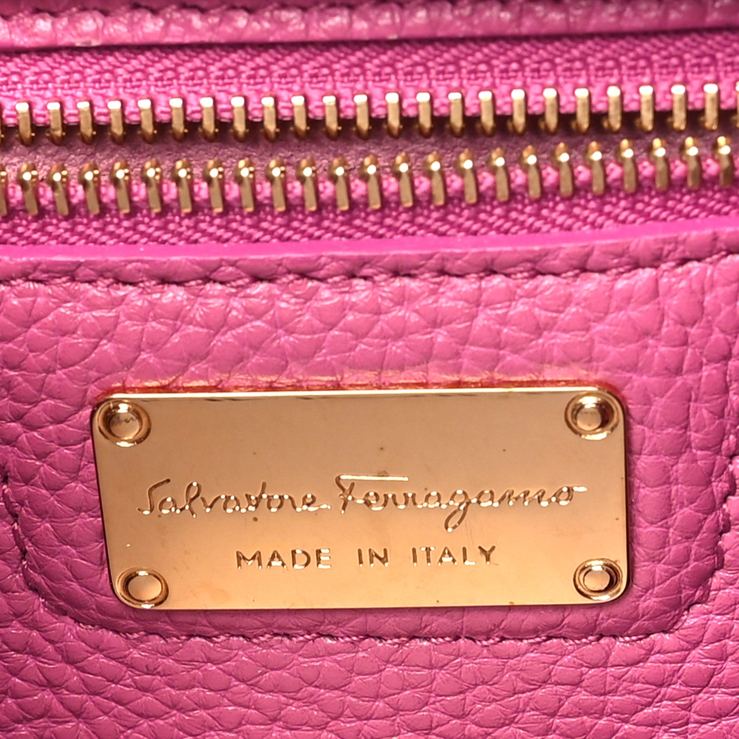 Salvatore Ferragamo Hammered Calfskin Double Handle Small Amy Tote Pink 5 of 8
