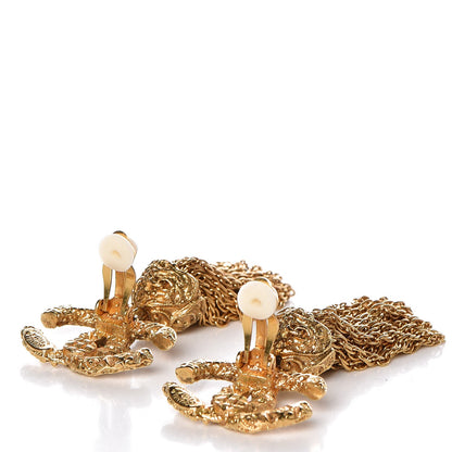 Chanel CC Chain Tassel Clip On Earrings Gold 3 of 4