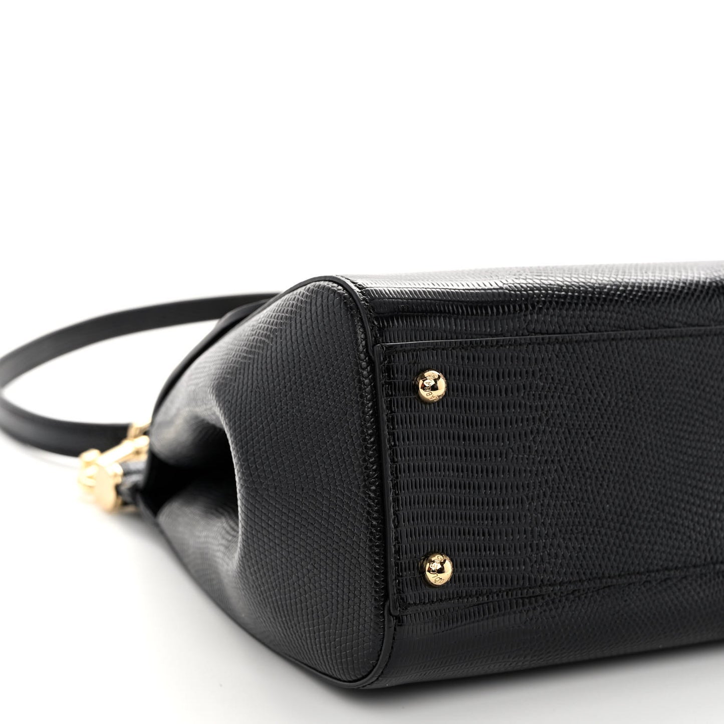 Iguana Calfskin Embossed Medium Miss Sicily Satchel Black