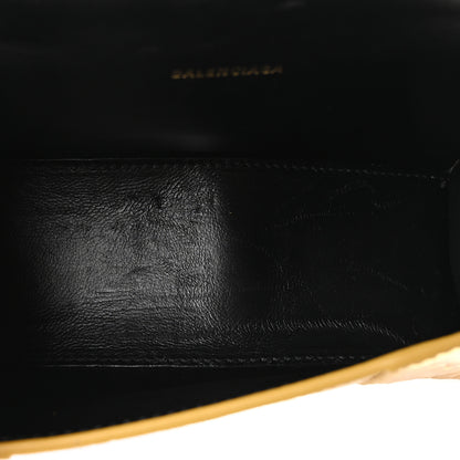 Balenciaga Metallic Calfskin Crocodile Embossed Hourglass Top Handle Bag XS Gold 5 of 9