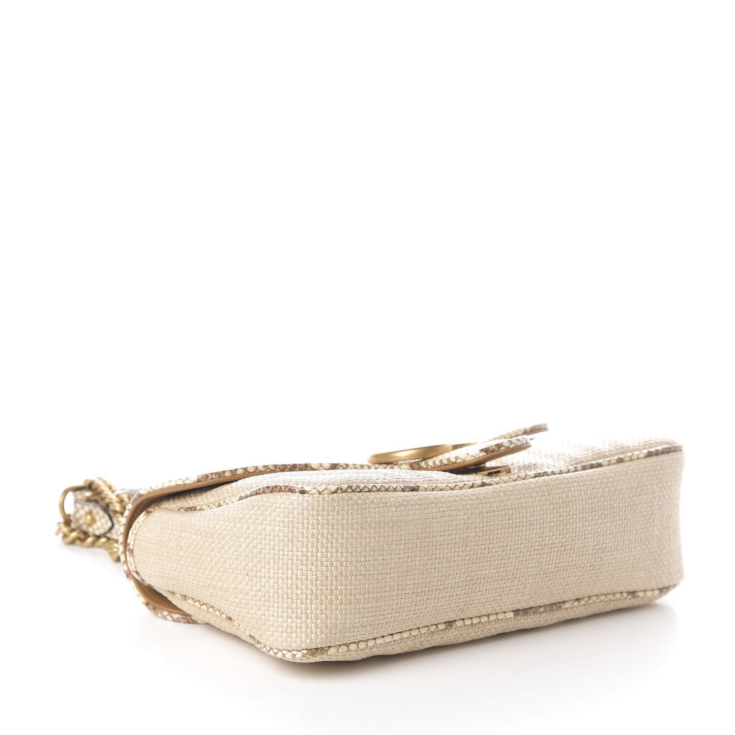 Raffia Elaphe Matelasse Small GG Marmont Shoulder Bag Natural Cream Brown