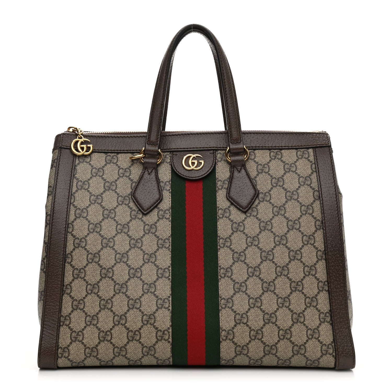 Gucci GG Supreme Monogram Web Medium Ophidia Tote Bag Brown 1 of 12