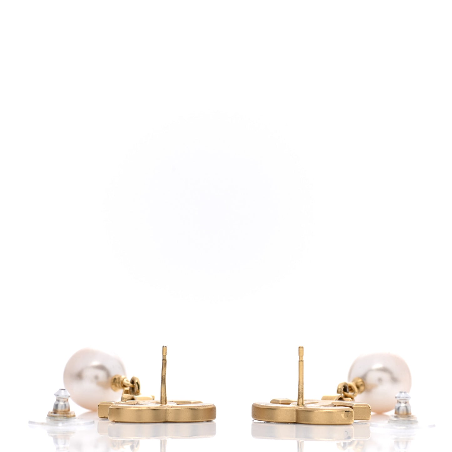 Pearl Crystal CC Drop Earrings Gold