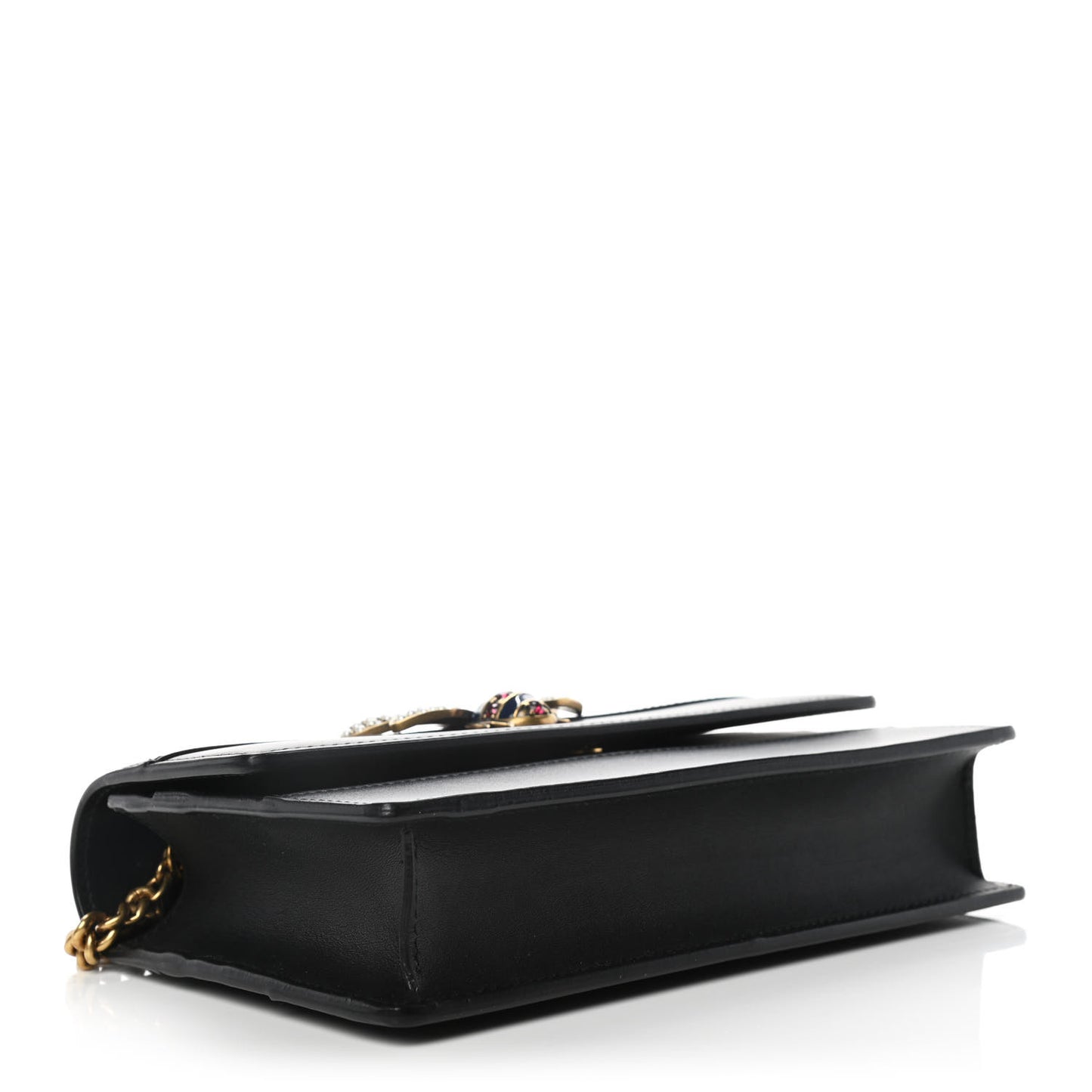 Calfskin Queen Margaret Chain Wallet Black