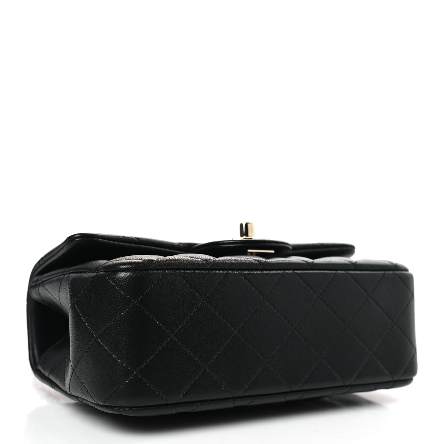 Lambskin Quilted Mini Top Handle Rectangular Flap Black