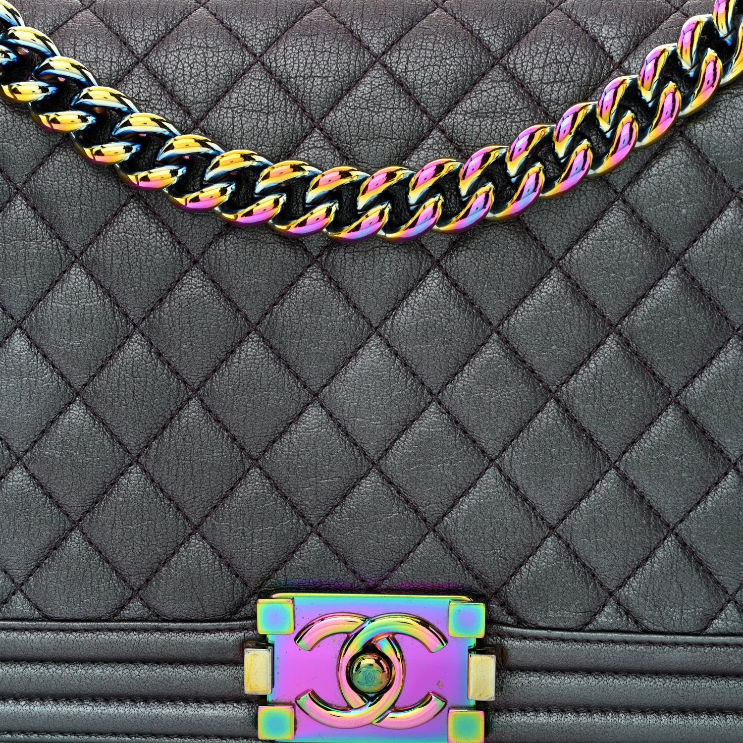 Chanel Iridescent Goatskin Quilted New Medium Boy Flap Purple 8 of 14