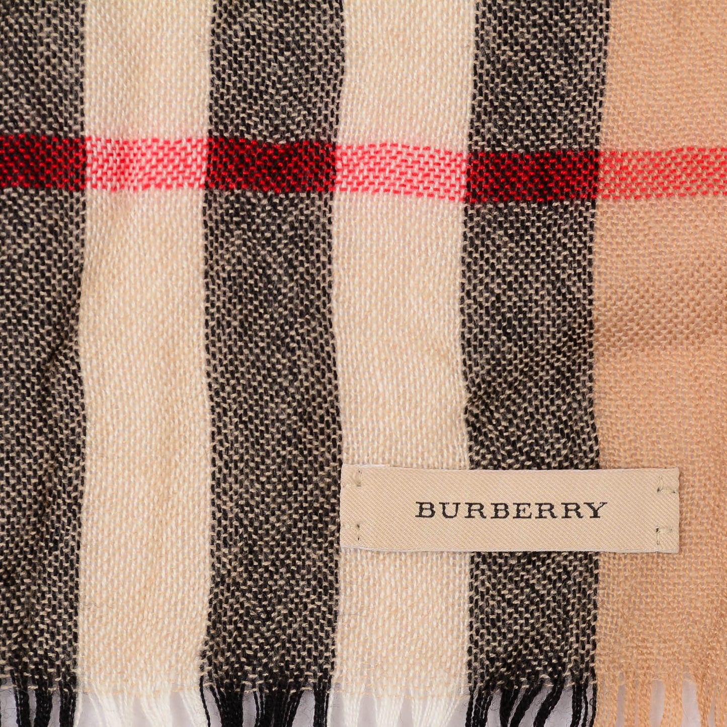 Wool Cashmere Giant Check Crinkle Scarf Camel