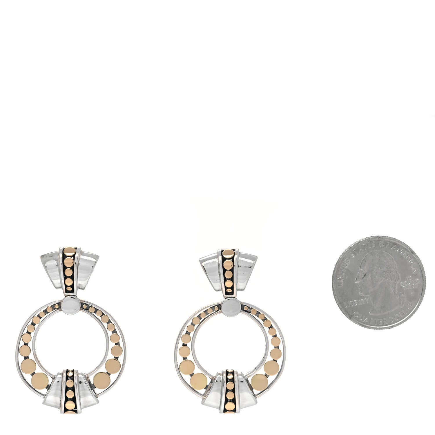 John Hardy Sterling Silver 18K Yellow Gold Dot Deco Drop Earrings 2 of 5