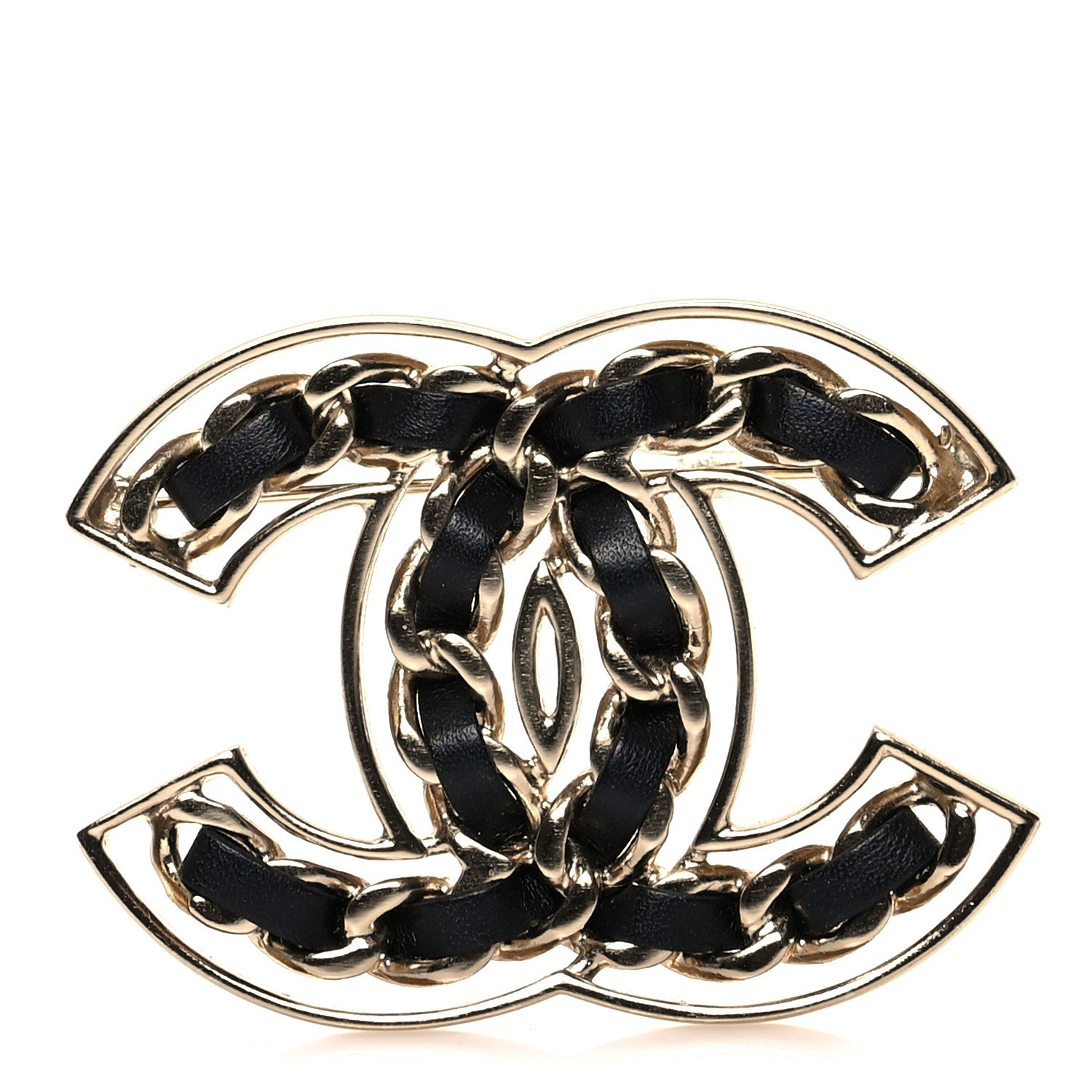 Chanel Lambskin Chain CC Brooch Black Gold 1 of 3