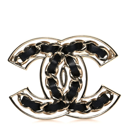 Chanel Lambskin Chain CC Brooch Black Gold 1 of 3