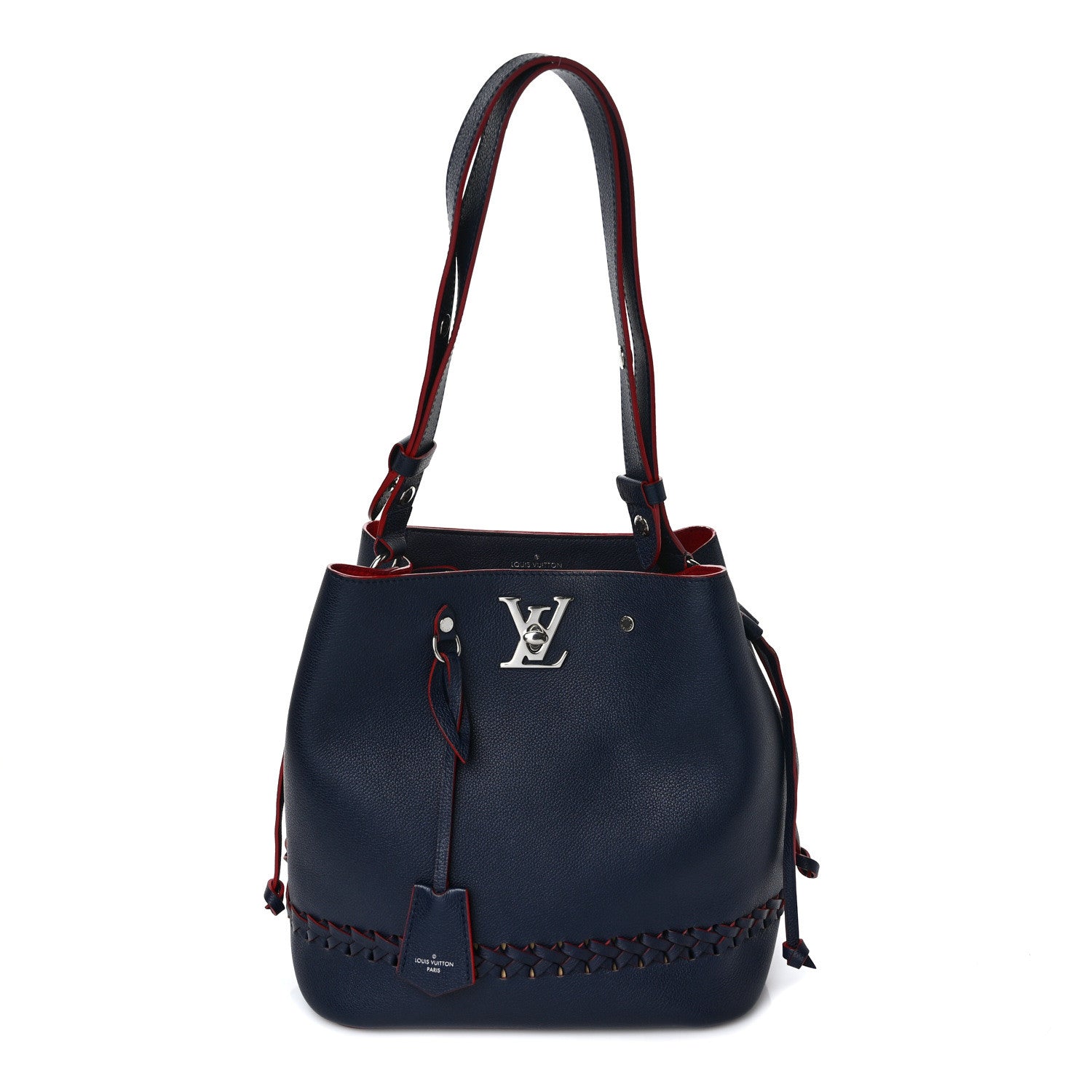 Louis Vuitton Soft Calfskin Braided Lockme Bucket Marine Rouge 1 of 8