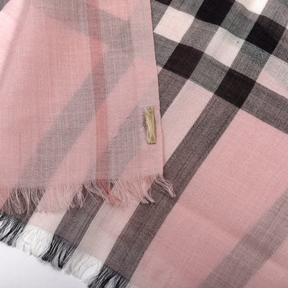 Burberry Silk Wool Gauze Giant Check Scarf Ash Rose 4 of 4