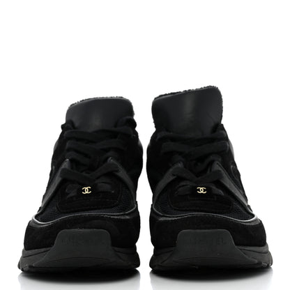 Chanel Fabric Calfskin Suede CC Sneakers 37.5 Black 2 of 8