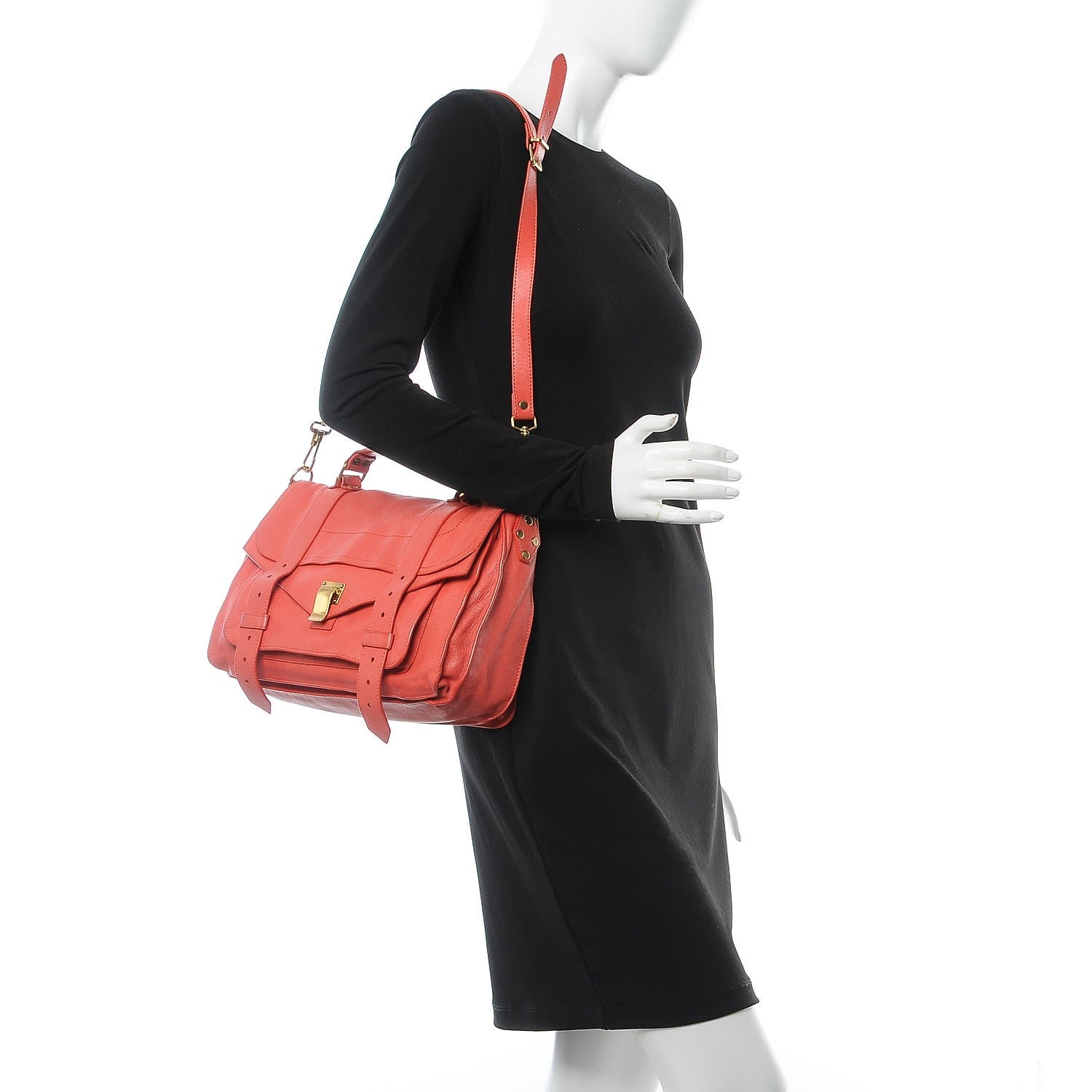 Proenza Schouler Lambskin Medium PS1 Satchel Deep Coral 3 of 15