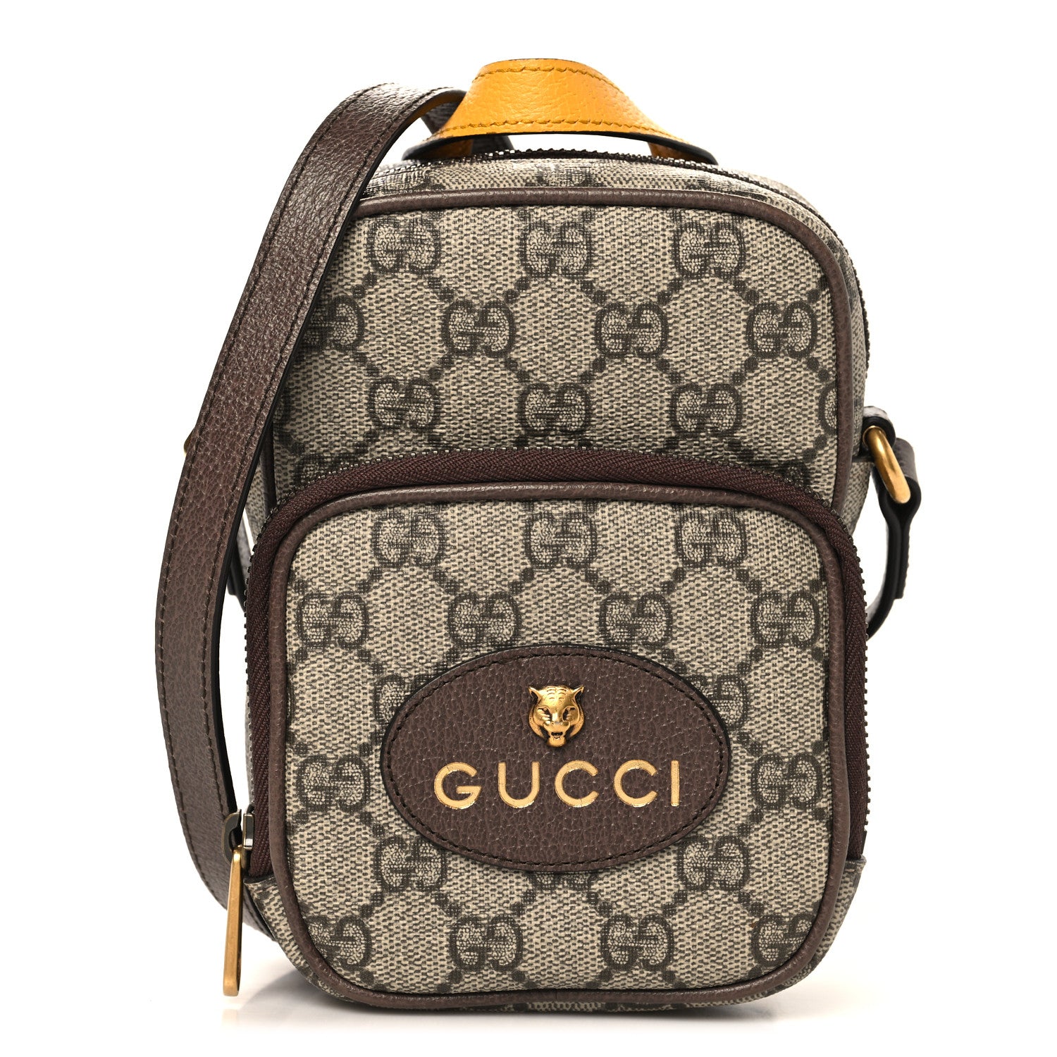 Gucci GG Supreme Monogram Mini Neo Vintage Double Zip Messenger Bag Beige New Acero Crop 1 of 10
