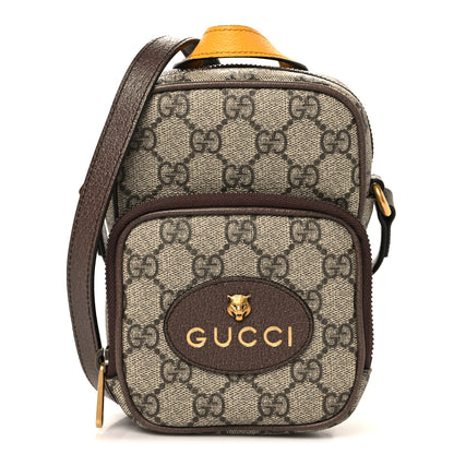 Gucci GG Supreme Monogram Mini Neo Vintage Double Zip Messenger Bag Beige New Acero Crop 1 of 10