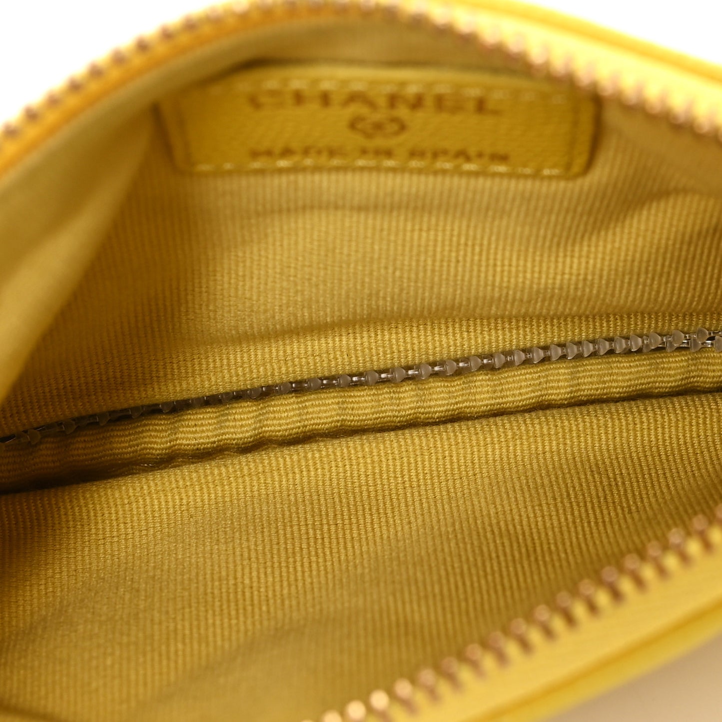 Caviar Quilted Small Cosmetic Case Yellow